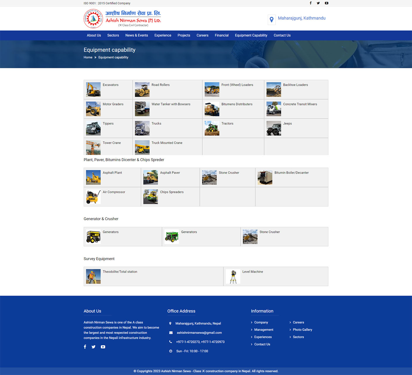 Equipment Page - Ashish Nirman Sewa
